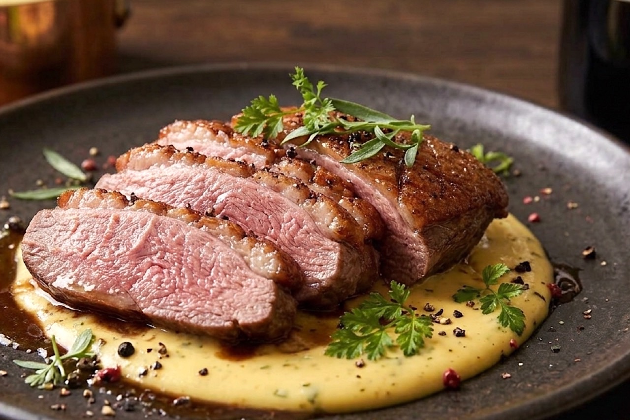 Magret de Canard – Marinierte Entenbrust mit Sauce Béarnaise  Dieses Gericht ist eine Feier der Kontraste: die goldbraune, krachende Haut einer perfekt gebratenen Entenbrust, durchtränkt von der fruchtigen Frische sonnengereifter Orangen und edlem Sherry-Essig, gebettet auf einer butterweichen, luftig aufgeschlagenen Sauce Béarnaise. Magret de Canard Sauce Béarnaise perfekt gebraten Für das Fleisch 1 Entenbrustfilet (ca. 300–350 g) Grobes Salz & frisch gemahlener schwarzer Pfeffer (zum Würzen) Für die Orangen-Jerez-Marinade…...  https://mediterrane-delites.com/2026/10/29/magret-de-canard/